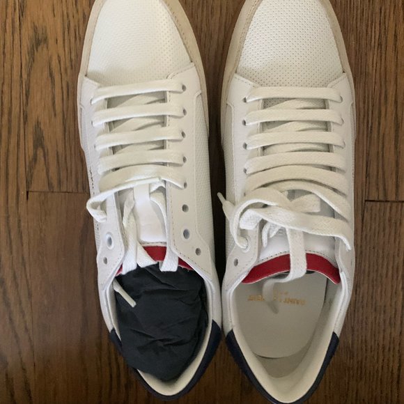 Saint Laurent Perforated Leather Sneakers Size 37 - Picture 4 of 8